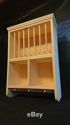 Burscough. Traditional Crafted Storage Wall Mounted Wooden Pine Plate Rack