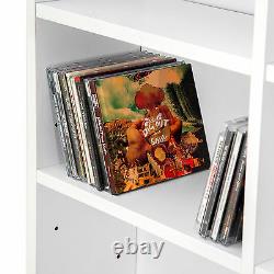 CD DVD Storage Tower Rack for 1080 CDs Unit Shelf Organiser Archieve Wood White