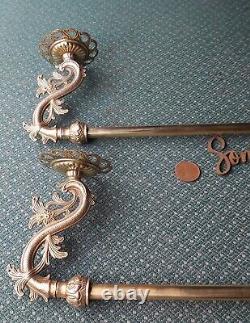 Cast brass towel tapestry curtain rail Pan rack old vintage Kitchen French 650mm
