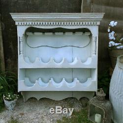 Charming Paris Grey Painted Country Farmhouse Wall Wine Rack / Bottle Storage