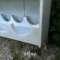 Charming Paris Grey Painted Country Farmhouse Wall Wine Rack / Bottle Storage