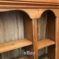 Charming Solid Vintage Country Farmhouse Pine Wall Plate Rack With Two Drawers