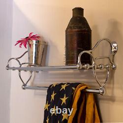 Chrome Bathroom Shelf with Towel Bar and Rack Antique Replica