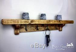 Chunky Rustic Wooden Coat Rack Shelf Shelves Coat Stand Clothes Rail Handmade