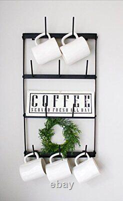 Claimed Corner Mini Coffee Mug Rack 4 Row Metal Wall Mounted Storage Displa