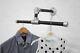 Clothes Rail Rack Hanger Industrial Metal Black & Silver Double Wall Mounted