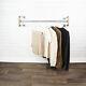 Clothes Rail Rack Wall Mounted Single Industrial Silver Steel & Brass Metal