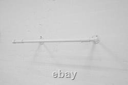 Clothes Rail Rack White Heavy Duty Industrial Metal Steel Pipe Style Wall Mount