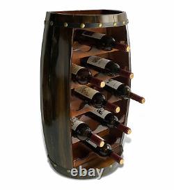 CoTa Global Alexander Wall Mounted Wine Rack Wooden Barrel 18 Wine Bottles