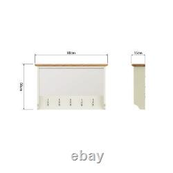 Coat Rack Mirror White Hallway Furniture Wall Mounted 5 Hooks Oak Top Storage
