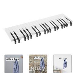 Coat Rack Wall Mounted Piano Keys Multi Hook Modern Space-Saving Hanger (Black)