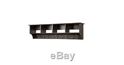 Coat Rack Wall Mounted With Shelf Hanger Enterway With Hooks Cubby Storage Wood