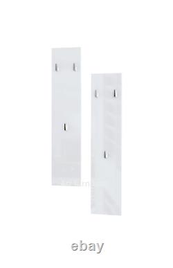 Coat Rack White High Gloss Set of 2 Wall Mounted Hallway Panels Hangers Cor01
