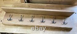 Coat Rack With Shelf 6 Triple Hooks Live Edge Solid Oak Wood Handcrafted