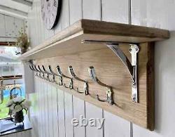 Coat Rack with Shelf Country Cottage Solid Oak Handmade Modern