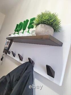 Coat Rack with Shelf, Personalised Print Photo Rock Slate, Wood White and Walnut