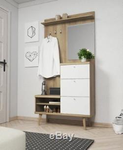 Coat rack hook hanger storage shoe hallway bench cabinet with mirror furniture