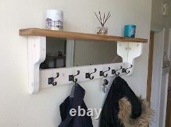 Coat rack with Solid oak shelf & mirror