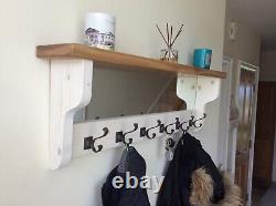 Coat rack with Solid oak shelf & mirror