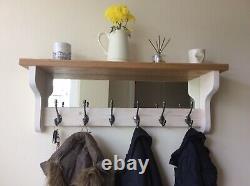 Coat rack with solid oak shelf & mirror