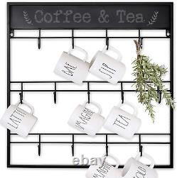 Coffee Mug Rack (13 Hooks/Black) Large Wall Mounted 3 Tiers Coffee Cup Holder