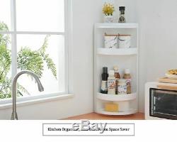 Corner Shelf Rack Storage Holder Rotating 360 Degree Kitchen Bathroom Organizer