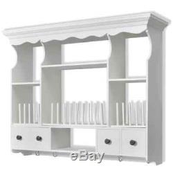 Country Kitchen Wall Mounted Plate Rack Holder Dish Cup Bowl Cabinet Shelf Unit