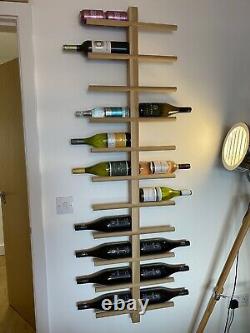 Deluxe 22 Bottle Large Wall Mounted Wine Rack Raw Oak Wooden