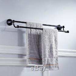 Double Bar Towel Rail Holder Wall Mounted Bathroom Kitchen Rack Shelf Storage