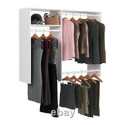 Easy Track Hanging Closet Kit Wardrobe Storage Clothing Organizer Rack, White