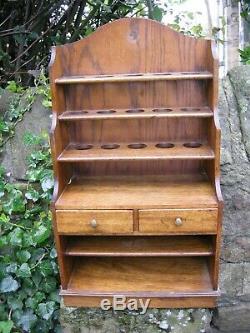 Edwardian Oak Wall Mounted Egg Rack (Holds up to 15 Eggs) with Drawers & Storage