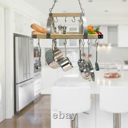 Elegant Designs Kitchen Pot Rack Adjustable Height Metal Single Tier 2-Light