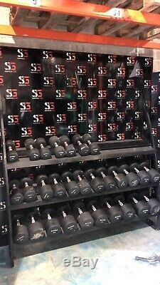 Eleiko Dumbbell Set 12kg 40kg With Wall Mounted Rack. Commercial Gym Equipment