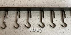 Enclume Kitchen Hammered Steel Wall Mounted Utensil Pan Rack Bar & 8 Hooks 36