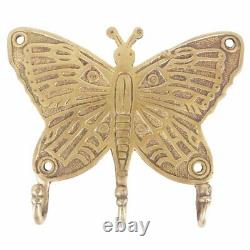 Entry Key Holder Golden Antique Coat Rack Brass Wall Hooks Butterfly Hat Rack
