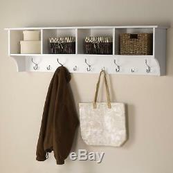 Entry-way Wall-Mounted Coat Rack Hat/Jacket Hanger Bathroom Cube Storage White