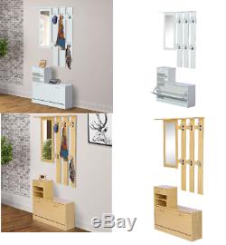 Entryway Coat Rack Shoe Storage Organizer Bench Mirror Hallway Cabinet Furniture