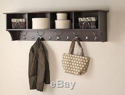 Entryway Shelf Wall Hanging Storage Hooks Coat Rack Cubby Organizer Wood Home