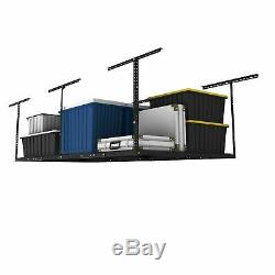 Fleximounts 4x8 Foot Adjustable Overhead Garage Storage Ceiling Rack, Black