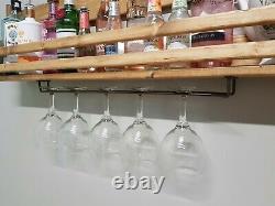 Floating gin and tonic spirit rack cast iron glass holder with bottle shelf