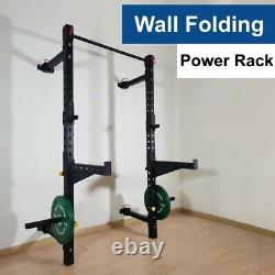 Folding Power Rack Wall Mounted + Extras/ 75x75 (3x3) Half Squat Home Gym
