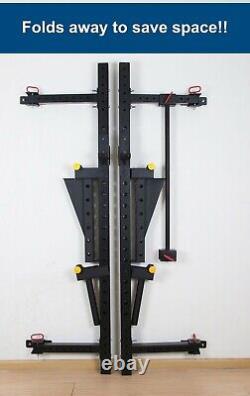 Folding Power Rack Wall Mounted + Extras/ 75x75 (3x3) Half Squat Home Gym