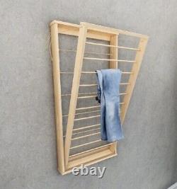 Folding Wooden Handmade Wall Mounted Laundry Drying Rack Space-Saving Solution