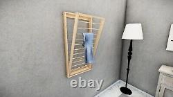 Folding Wooden Handmade Wall Mounted Laundry Drying Rack Space-Saving Solution