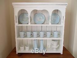 French Country Style Solid Pine Wall mounted Plate Rack Painted in Chalk White