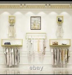 Gold Metal Wall Mounted Hanging Garment Rack Display Stand