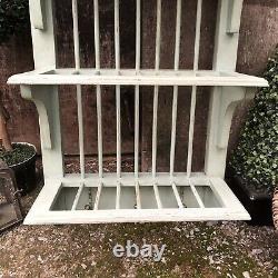 Gorgeous Duck Egg Blue Painted Vintage Country Farmhouse Style Wall Plate Rack