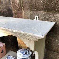 Grey Hand Painted Rustic Country Farmhouse Style Vintage Plate Rack / Shelf Unit