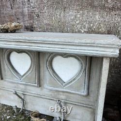 Grey Painted Country Farmhouse Style Clothes Rack 3 Heart Shaped Photo Frames