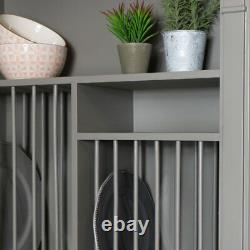 Grey wall mounted plate rack shelving storage cup towel hooks kitchen accessory